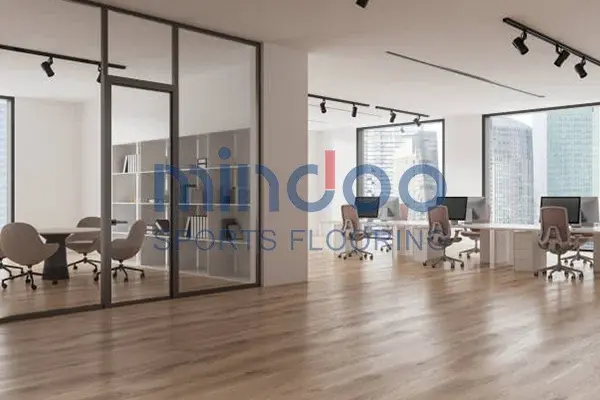 A clean office with wooden floors A clean office with wooden floors