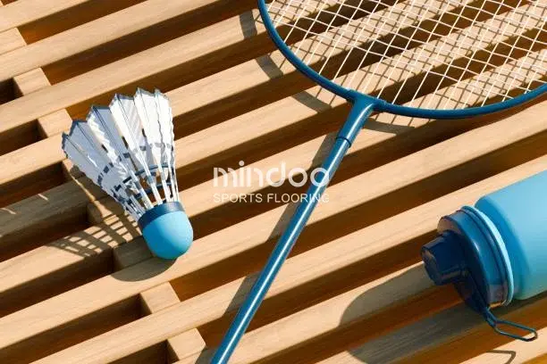 Installation of indoor badminton court wooden flooring Installation of indoor badminton court wooden flooring