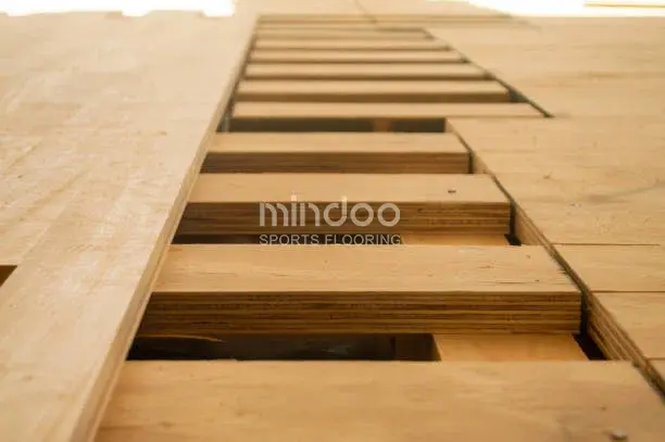 Installation of solid wood basketball court flooring