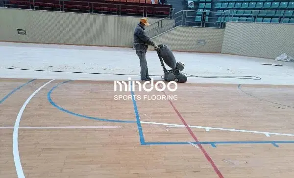 Badminton sports wood floor renovation-mindoo