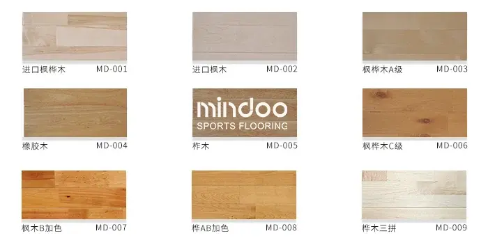 Badminton court wooden flooring made of different materials