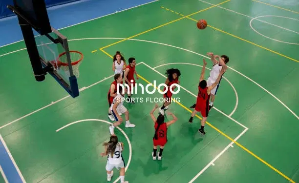 PVC basketball flooring-mindoo-Youth league players